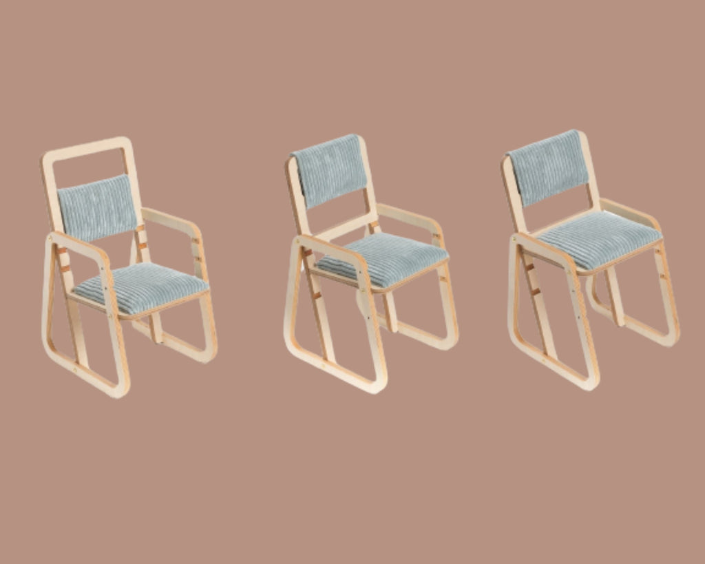 Adjustable Children Montessori Table and Chair Set Julle - Mint Green