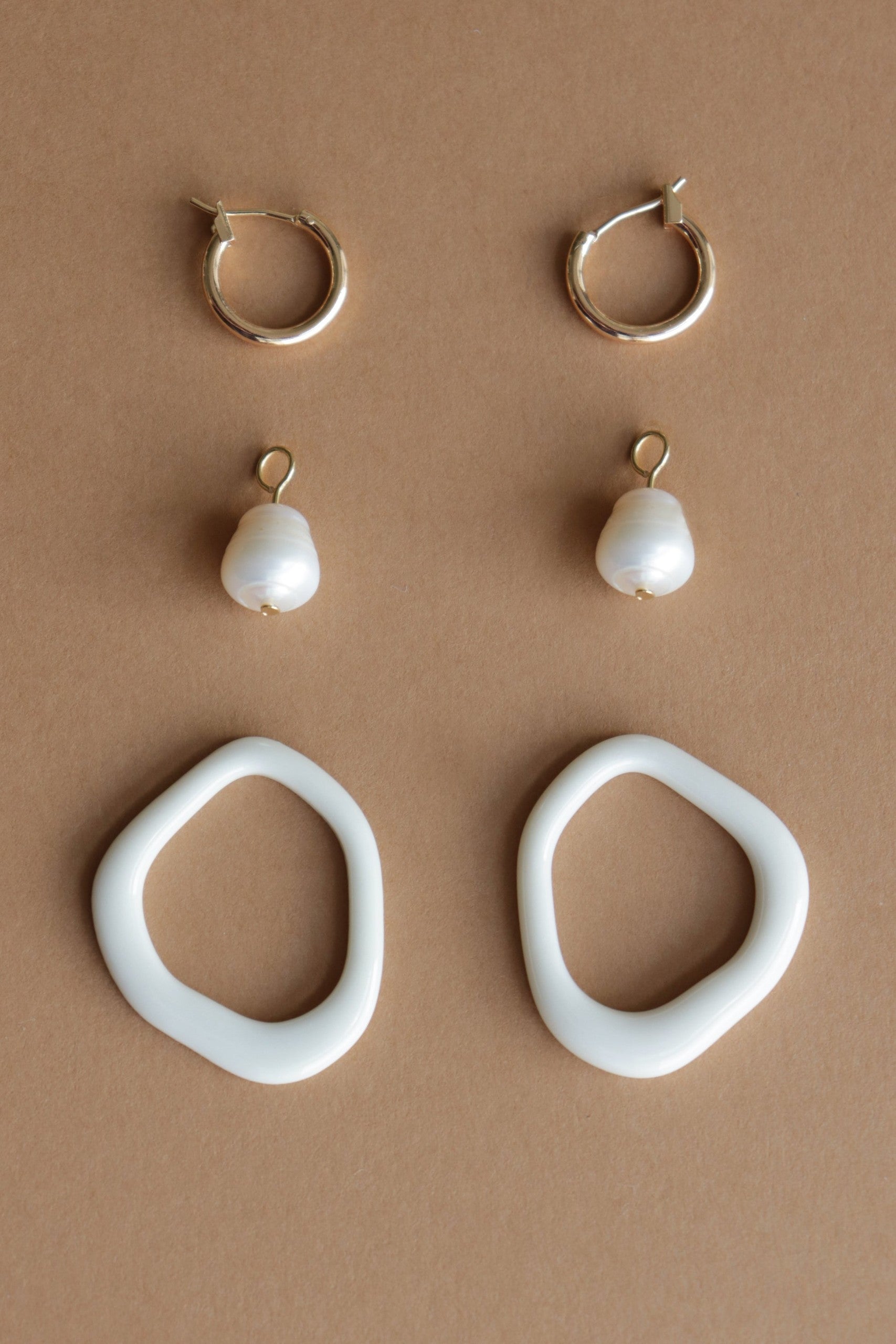 Arp Pearl and Porcelain Hoops- Burgundy
