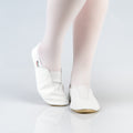 Leather Gymnastics Slippers With Rubber Detail and Sole - White
